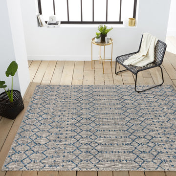 Ourika Moroccan Geometric Textured Weave Indoor/outdoor Area Rug